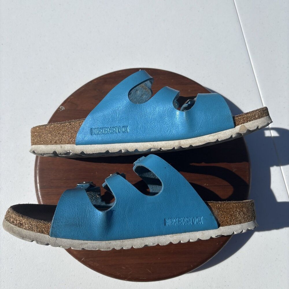 Birkinstock Florida Sandals Slides Women’s EU 40 US W9 Blue 3 Strap - Picture 8 of 12